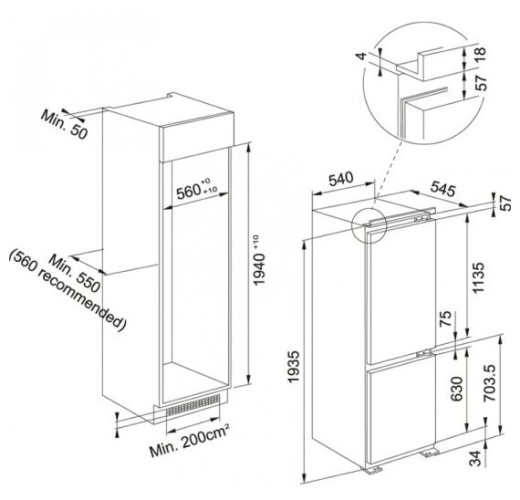 Встраиваемый холодильник Franke FCB 360 V NE E