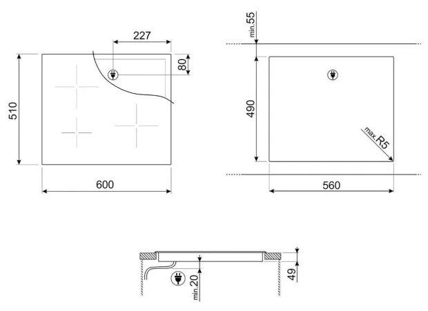 Индукционная варочная панель Smeg SI2M7953DW