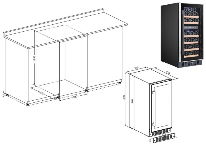 Винный шкаф Temptech WPQ38DCB
