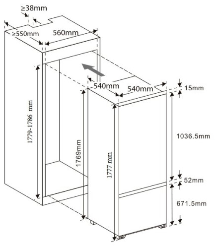 Встраиваемый холодильник Weissgauff WRKI 178 Inverter