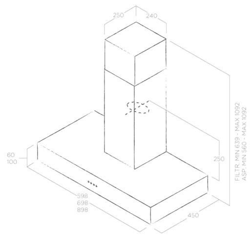 Кухонная вытяжка Elica SPOT URBAN CAST IRON A 90 PRF0147736