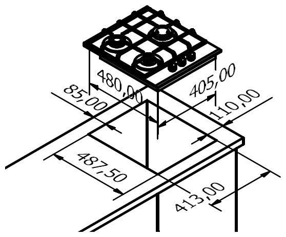 Газовая варочная панель MONSHER MHG 43 BG