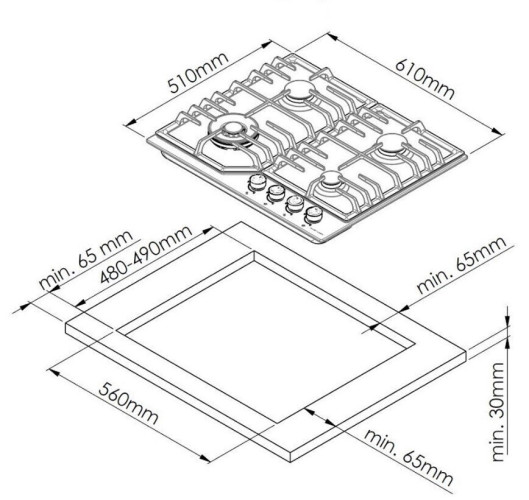 Газовая варочная панель History HGE 643C RBG