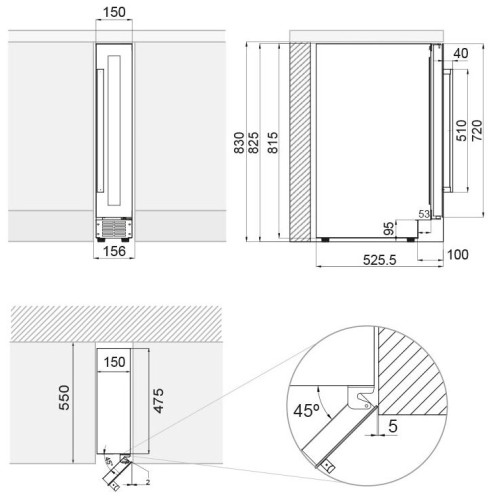 Винный шкаф PANDO PVZB 15 9CRL