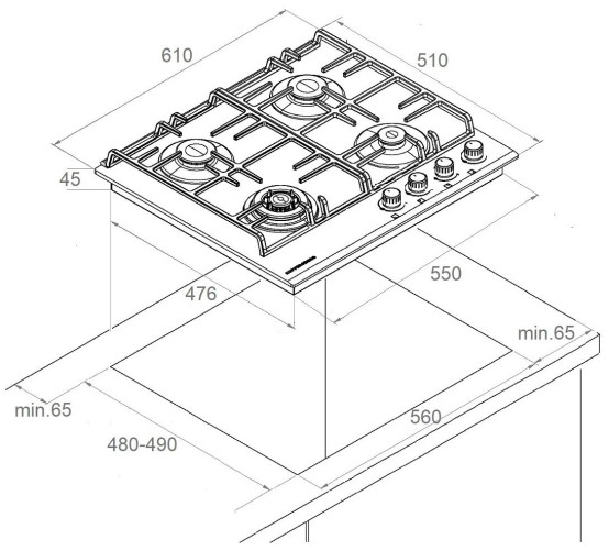 Газовая варочная панель Kuppersberg FS 604 W Bronze