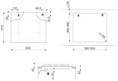 Газовая варочная панель Smeg PV164B2