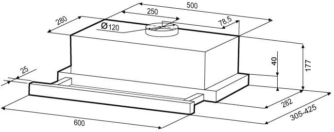 Встраиваемая вытяжка Krona Selina 600 Glass White S