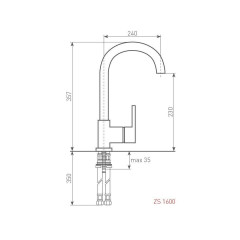 Смеситель для кухни Zigmund &amp; Shtain ZS 1600 нержавейка полированная