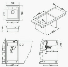 Кухонная мойка Alveus Atrox 20 Concrete-G81серый 1131989