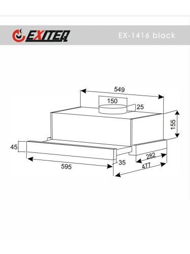 Встраиваемая вытяжка Exiteq EX-1416 black
