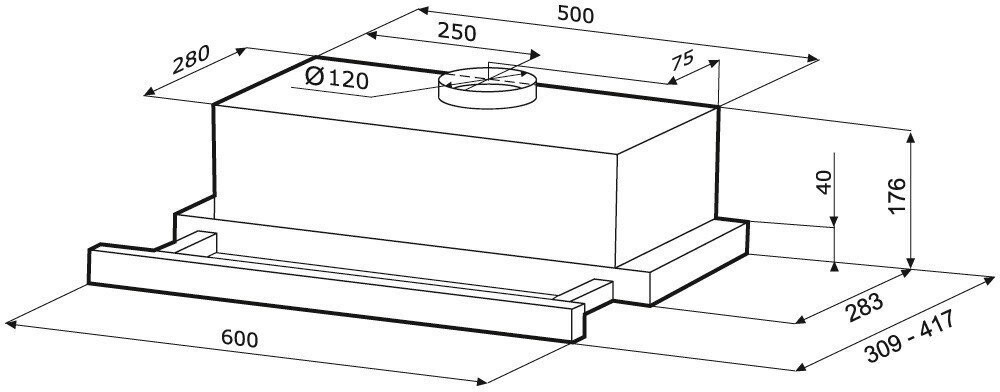 Встраиваемая вытяжка Krona Kamilla 600 Air 2W