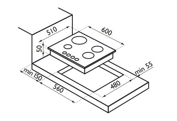 Газовая варочная панель Ardesia F 64 GTW