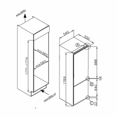 Встраиваемый холодильник MAUNFELD MBF17754NFWHGR LUX