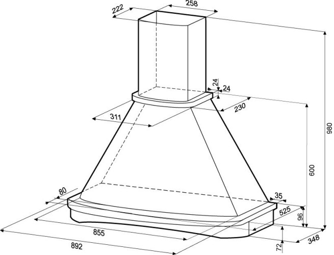 Кухонная вытяжка Krona Gretta CPB 900 gold