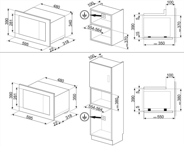 Встраиваемая микроволновая печь Smeg FMI120B3