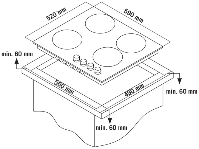 Газовая варочная панель Candy CSG 64 SWGB
