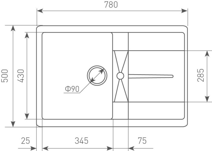 Кухонная мойка Zigmund & Shtain Rechteck 780 индийская ваниль
