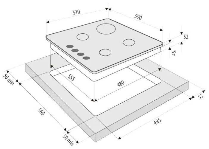 Газовая варочная панель Krona ORTICA 60 IX
