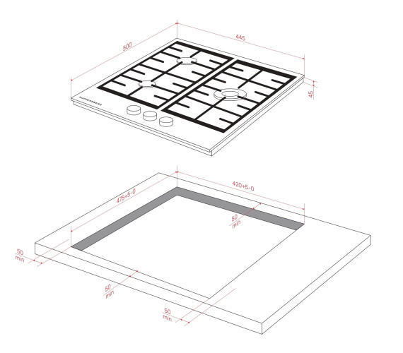 Газовая варочная панель Kuppersberg FG 46 B