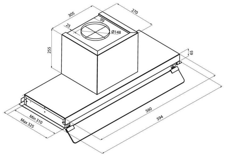 Встраиваемая вытяжка KRONA IDA 600 INOX 3P