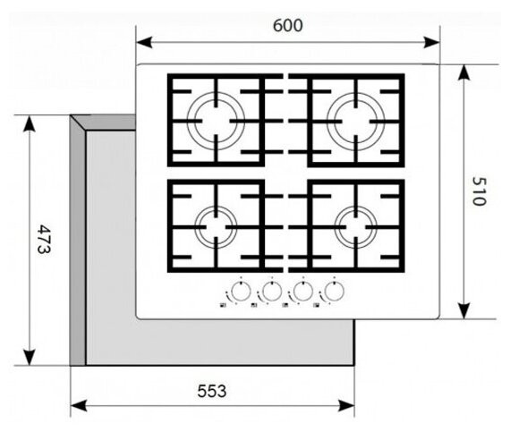 Газовая варочная панель Akpo PGA 604 BGC WH