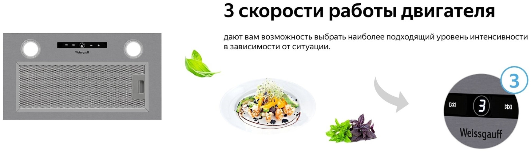 Встраиваемая вытяжка WEISSGAUFF BOX 1200 IX нержавеющая сталь