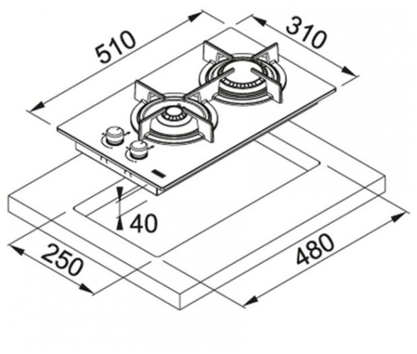 Газовая варочная панель Franke FHCR 302 2G HE BK C