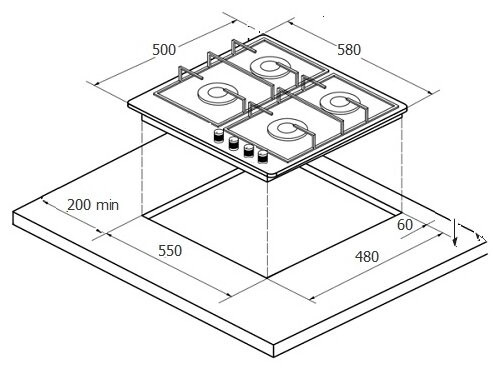 Газовая варочная панель MONSHER MHG 61 X