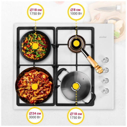 Газовая варочная панель Simfer H 60Q40 W416