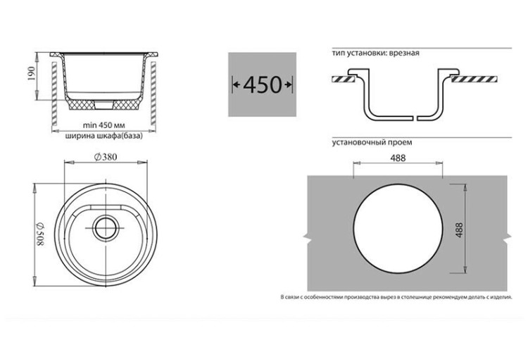 Кухонная мойка GranFest Rondo GF-R-510 белый