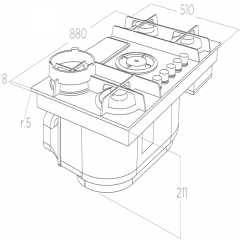 Газовая варочная панель Elica NIKOLATESLA FLAME EVO GR/A/88 PRF0196343