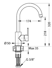 Смеситель для кухни Alveus Tonia BRS нержавейка 1129055