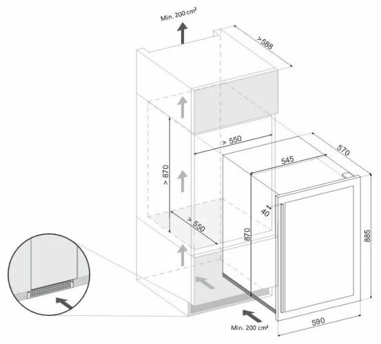 Встраиваемый винный шкаф Dunavox DX-57.146DSK