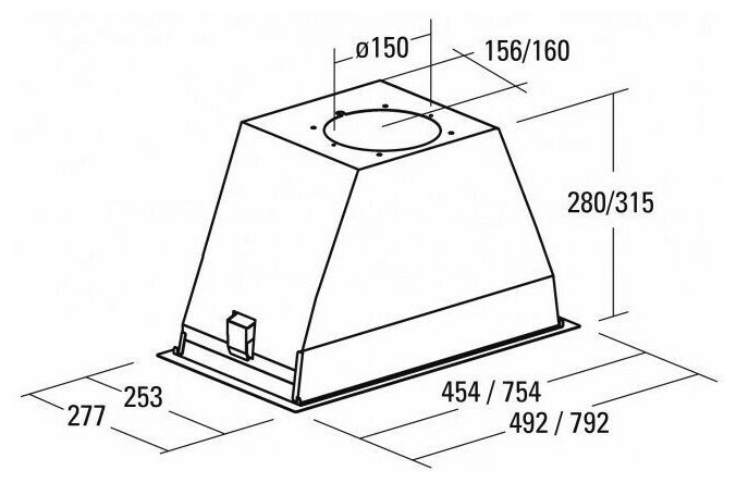 Встраиваемая вытяжка Cata GL 45 WH B