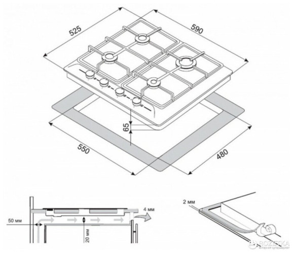Газовая варочная панель ZorG Technology BLC WH