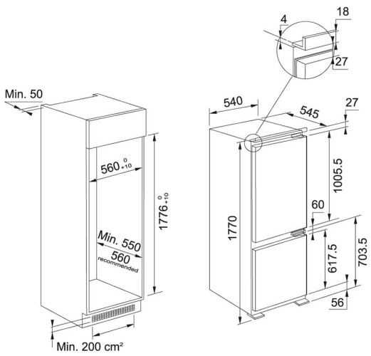 Встраиваемый холодильник Franke FCB 320 NF NE F 118 0656 683