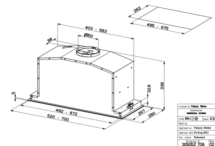Встраиваемая вытяжка Faber BI AIR KL A70