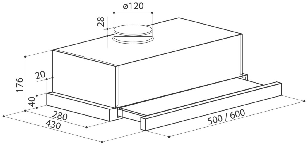 Встраиваемая вытяжка Lex Hubble G 2M 600 White