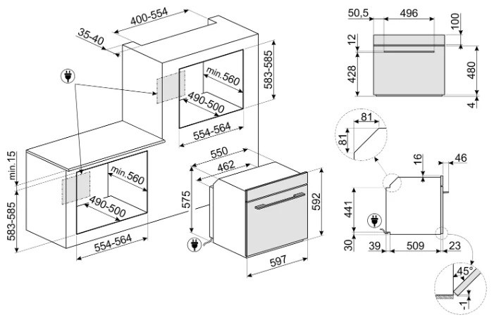 Электрический духовой шкаф Smeg SFP6101TVNO