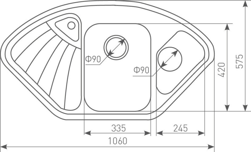 Кухонная мойка Zigmund & Shtain ECKIG 1000.2 каменная соль