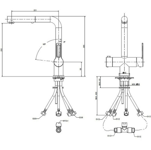 Смеситель для кухни Paffoni RIN295CR-MET