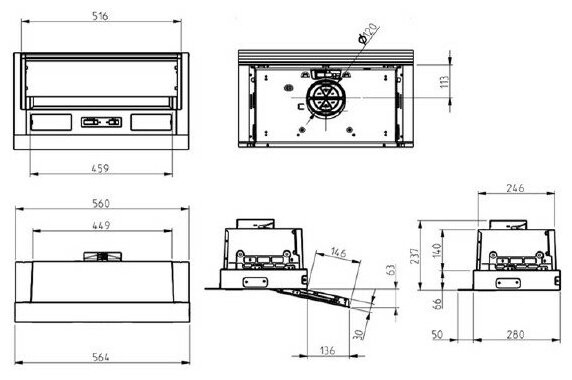 Встраиваемая вытяжка Elica CIAK 2 0 GR A 60