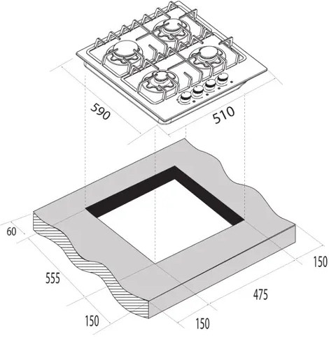 Газовая варочная панель Zugel ZGC308B