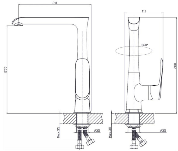 Смеситель для кухни Rush Gozo GZ3735-23