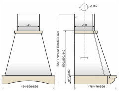 Кухонная вытяжка Elikor Ротонда 60П 650 П3Л бежевый дуб белый патина золото