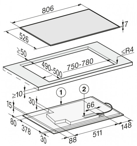 Индукционная варочная панель Miele KM 7679 FR, черный/нержавеющая сталь