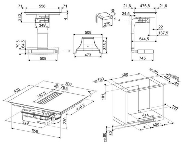 Индукционная варочная панель Smeg HOBD472D