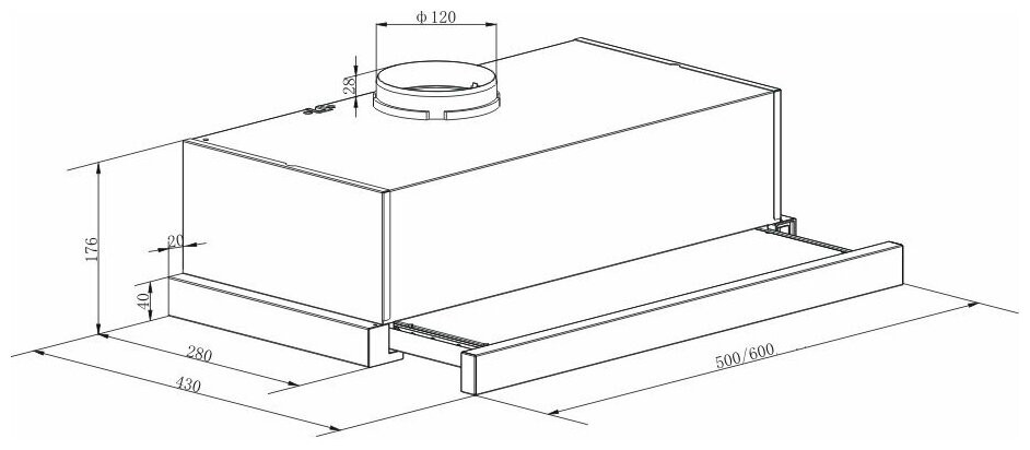 Встраиваемая вытяжка Lex Hubble G 600 ivory Light