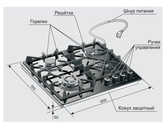 Газовая варочная панель Gefest ПВГ 2232 01 К52
