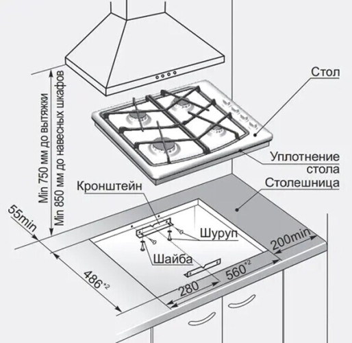 Газовая варочная панель Gefest СГ СН 1211 Е83